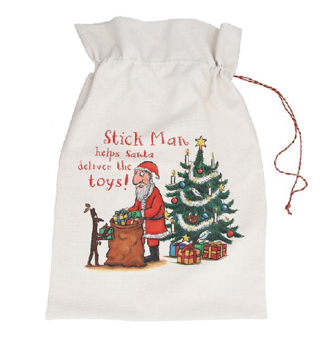 Cotton Santa Sack, Stickman 70x50cm *ETA Nov image 0